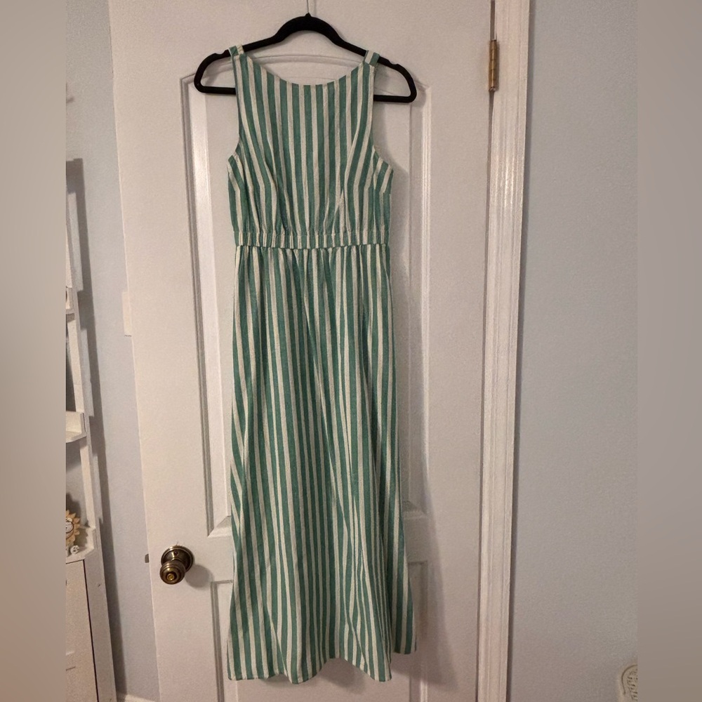 Universal Thread Green and White Striped Maxi Dress